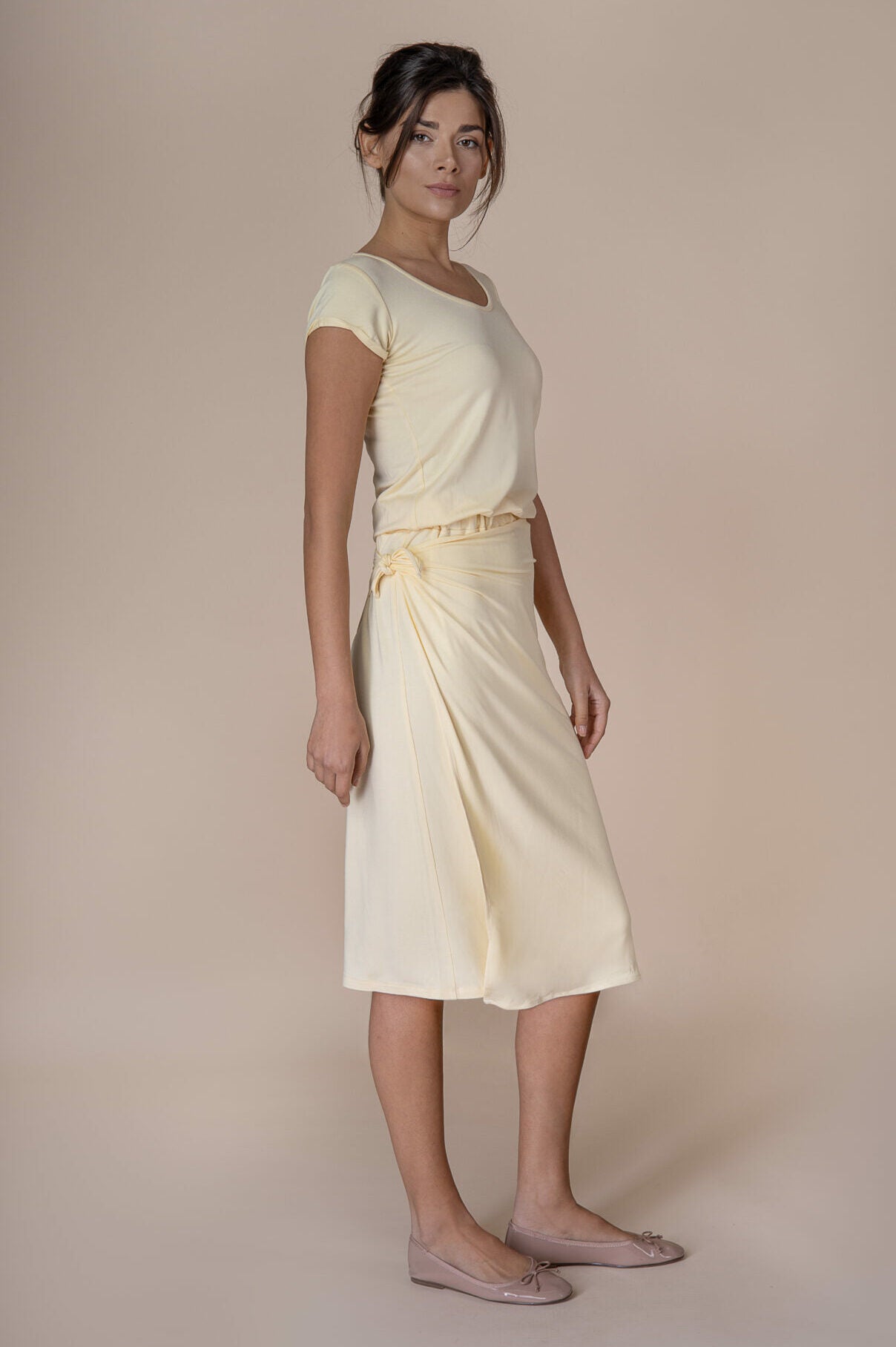 nude beige dress Nude Beige Lace-Up Cocktail Dress main image 0