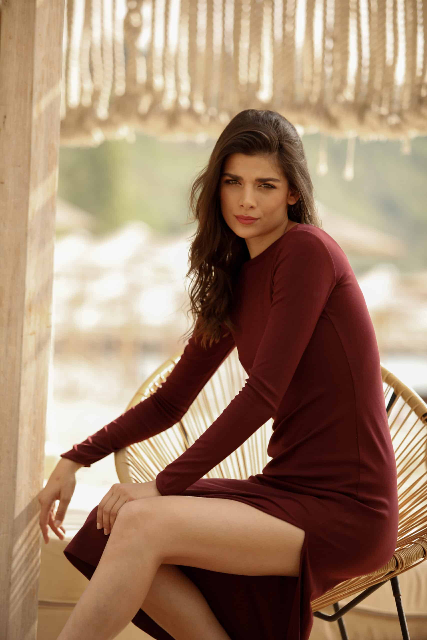 burgundy dress for winter XS