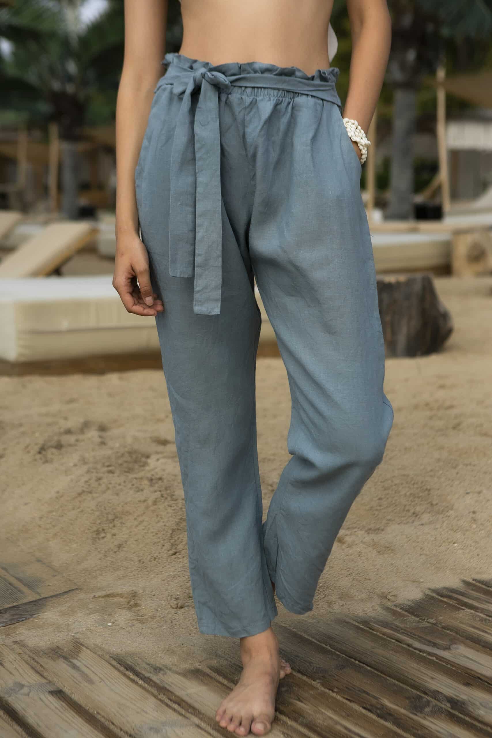 Luxury Linen Nordic Blue Trousers