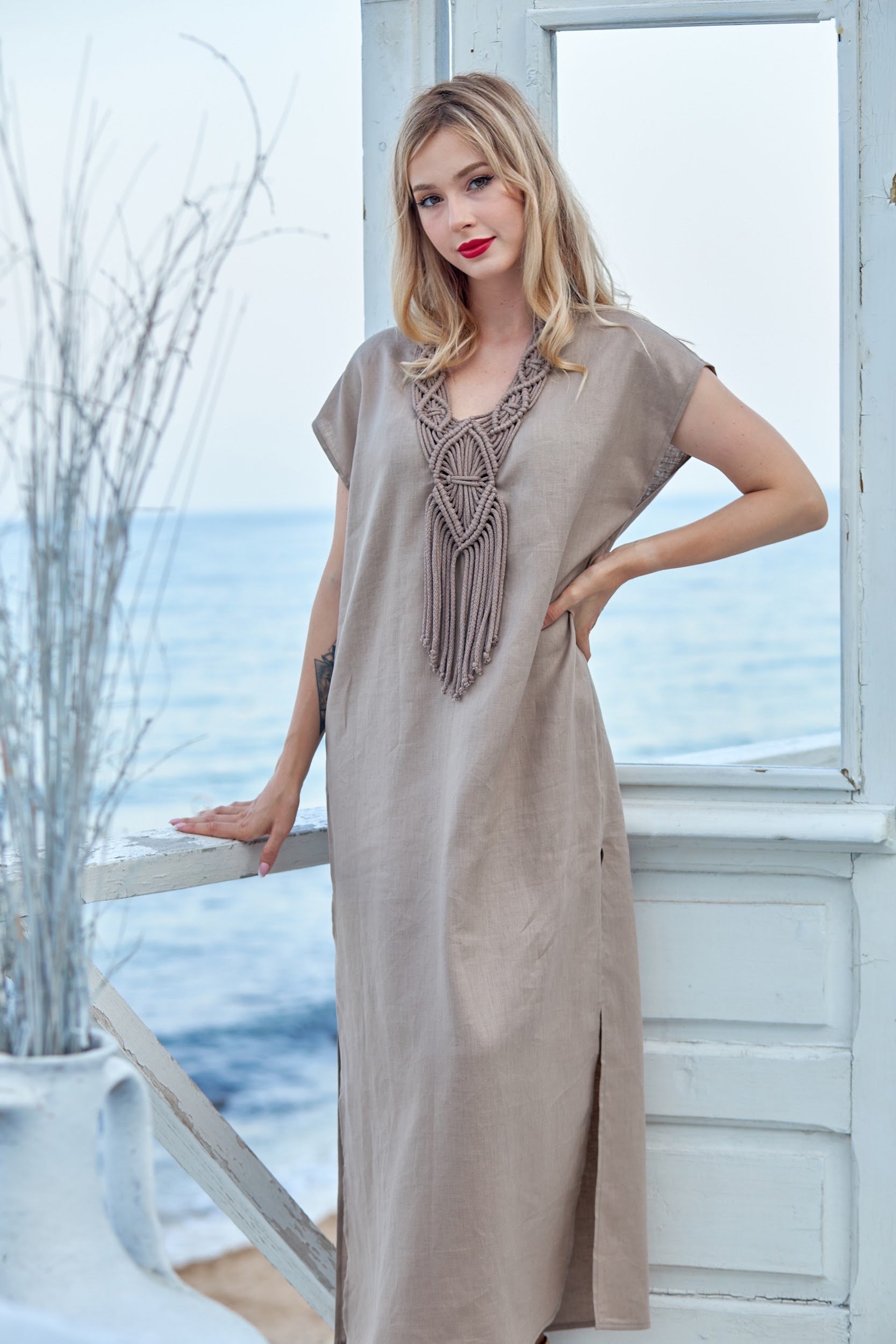 Linen Dress - Macrame by EasyWear